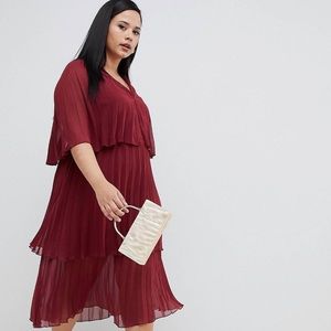 Pleated tiered midi dress